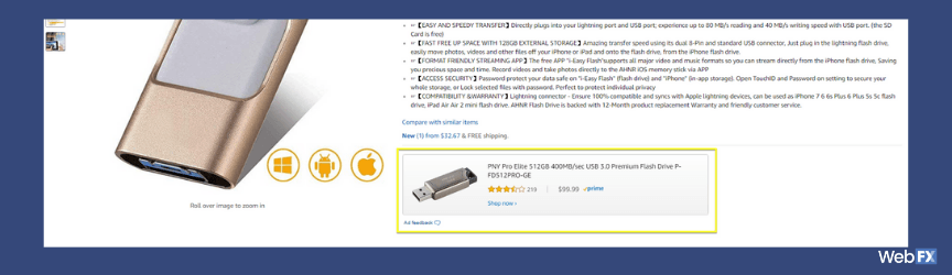 An example of Sponsored Product Ads on product detail pages on Amazon