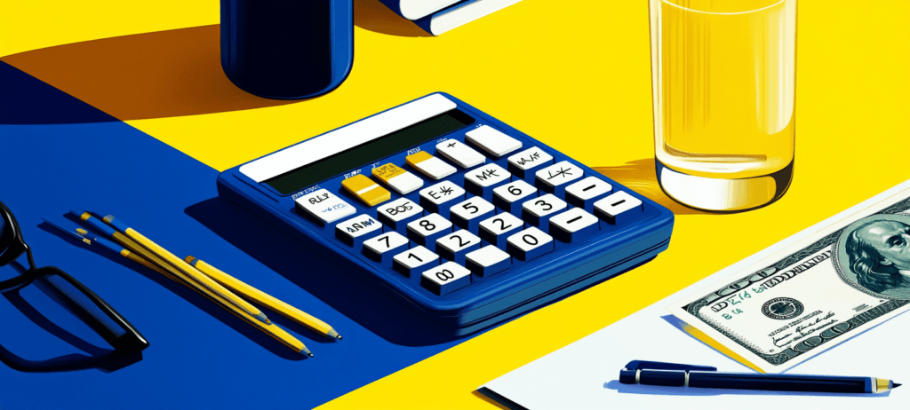 calculator and money on desk